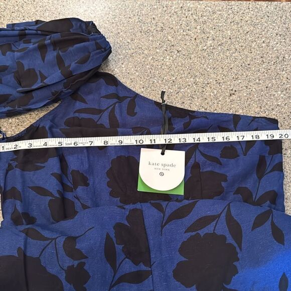 KATE SPADE X TARGET Classic Rose Linen Blend One Shoulder Jumpsuit Size 14 *NEW* - Picture 10 of 14